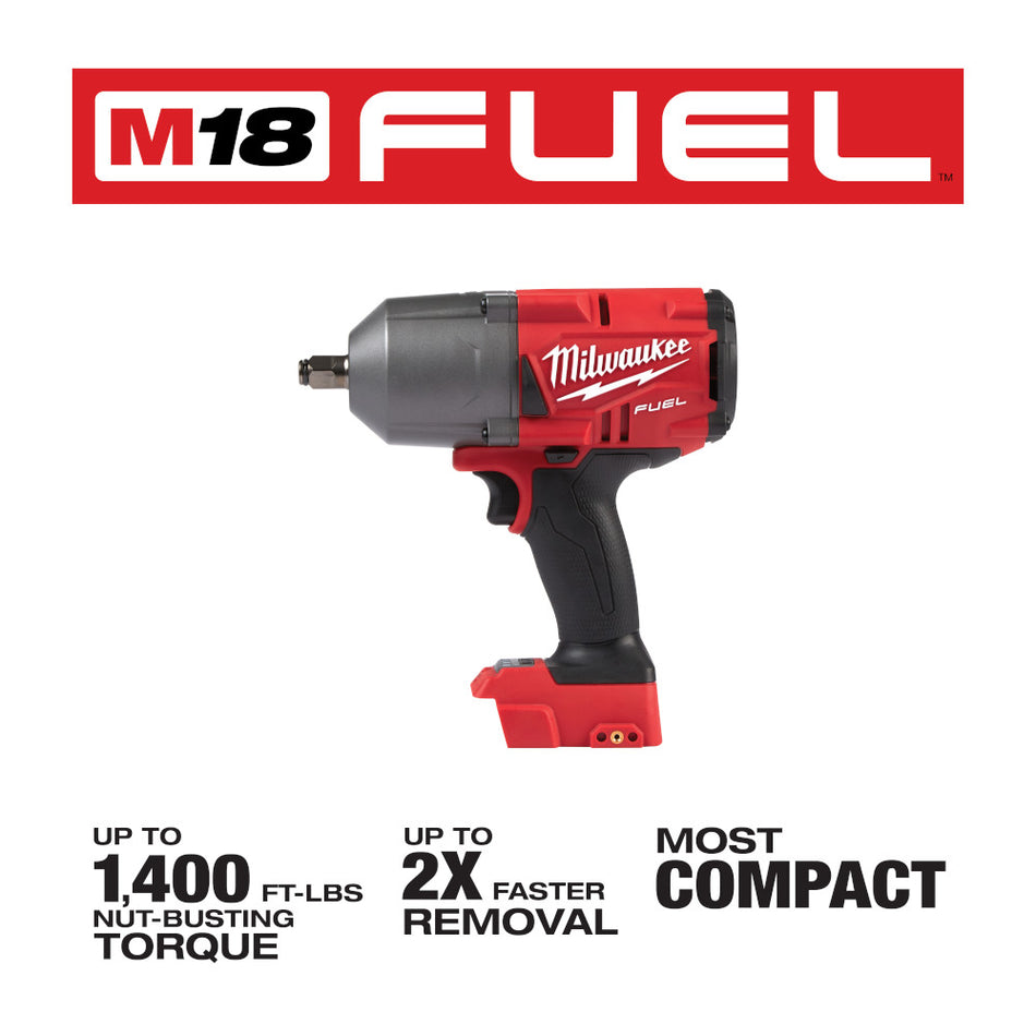 Milwaukee, 2767-20 M18 FUEL 18 V Lithium-Ion sans balais, sans fil, 1/2 po. Clé à chocs à couple élevé avec anneau de friction (outil uniquement)
