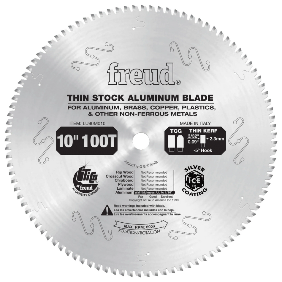 Freud, LU90M010 10in 100 Tooth TCG Thin Stock Non-Ferrous Metal Cutting Blade  5/8'' Arbor 13270