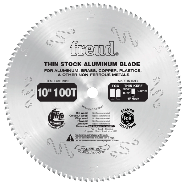 Freud, LU90M010 10in 100 Tooth TCG Thin Stock Non-Ferrous Metal Cutting Blade  5/8'' Arbor 13270