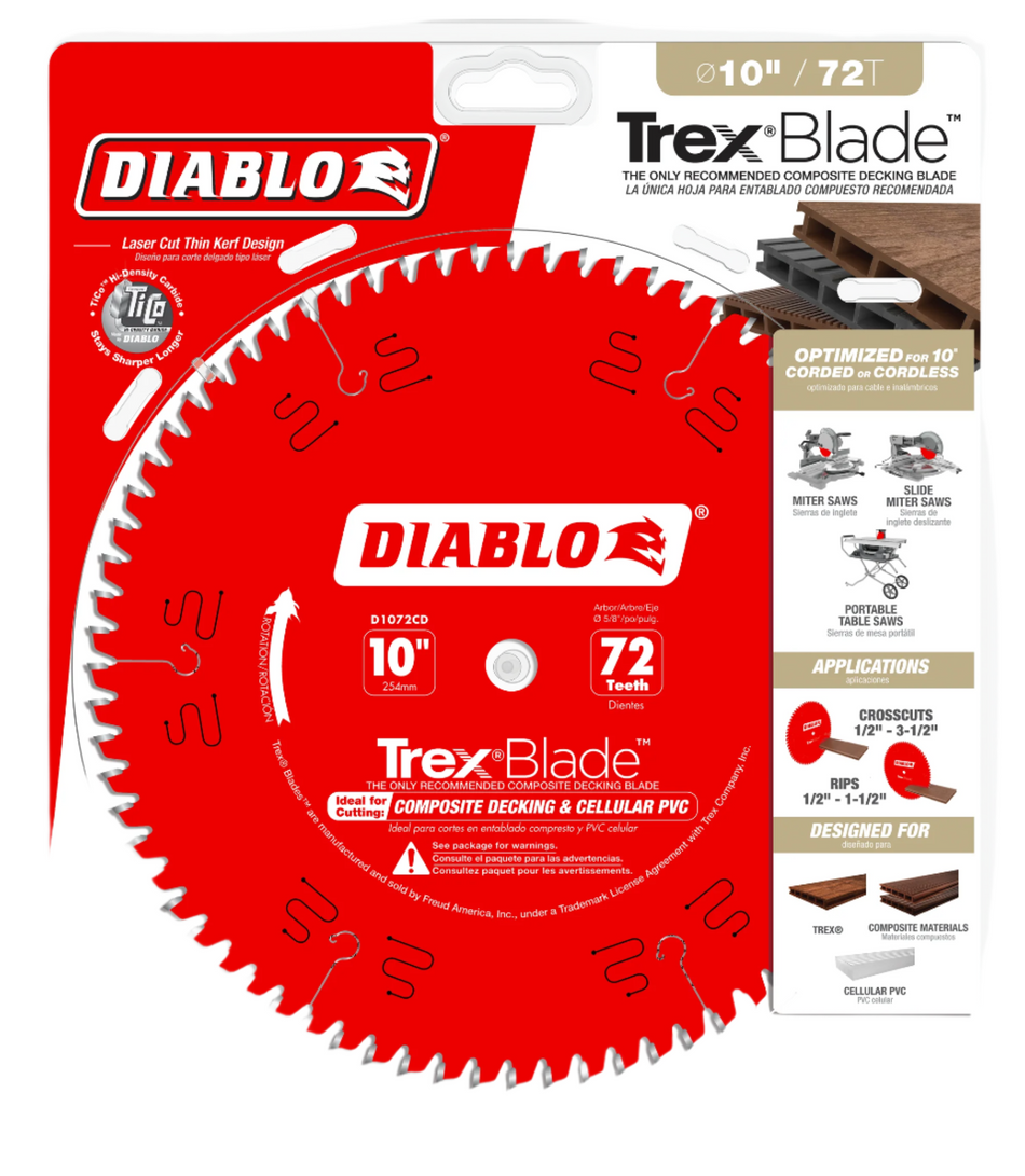Freud Diablo 10-inch Composite Decking Trex Blade D1072CDC