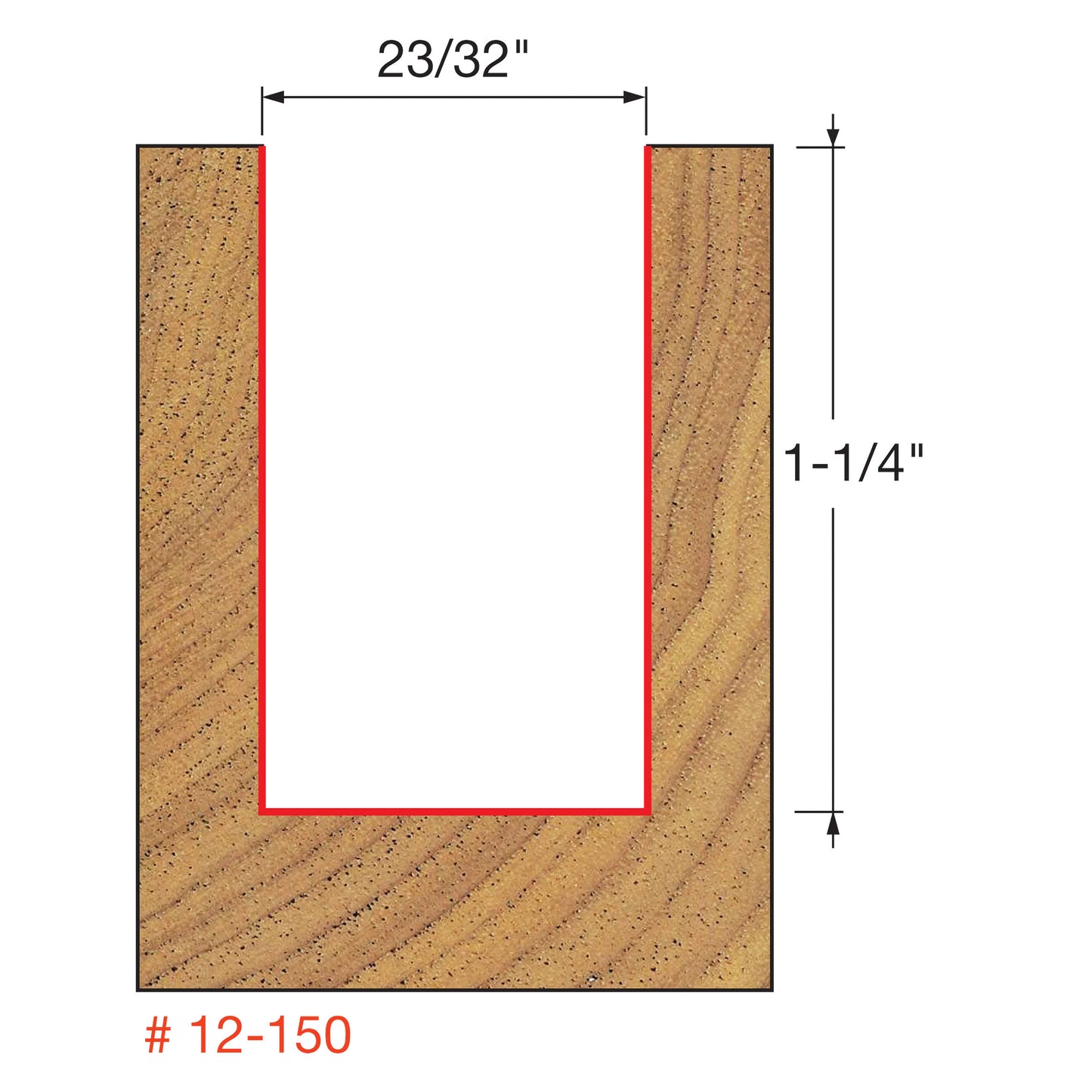 Freud, 12-150 23/32'' Embout droit pour contreplaqué sous-dimensionné à double cannelure 1/2'' Tige 13099