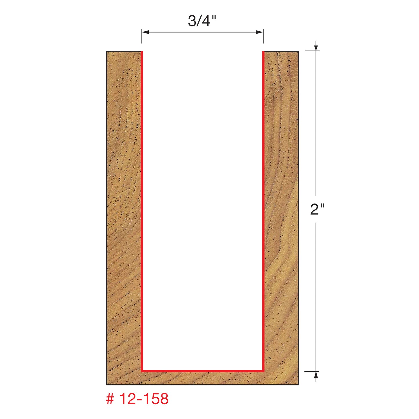 Freud 12-158 3/4'' Double Flute Straight Router  Bit 1/2'' Shank