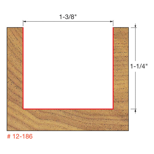 Freud, 12-186 1-3/8'' Double Flute Straight Router Bit 1/2'' Shank