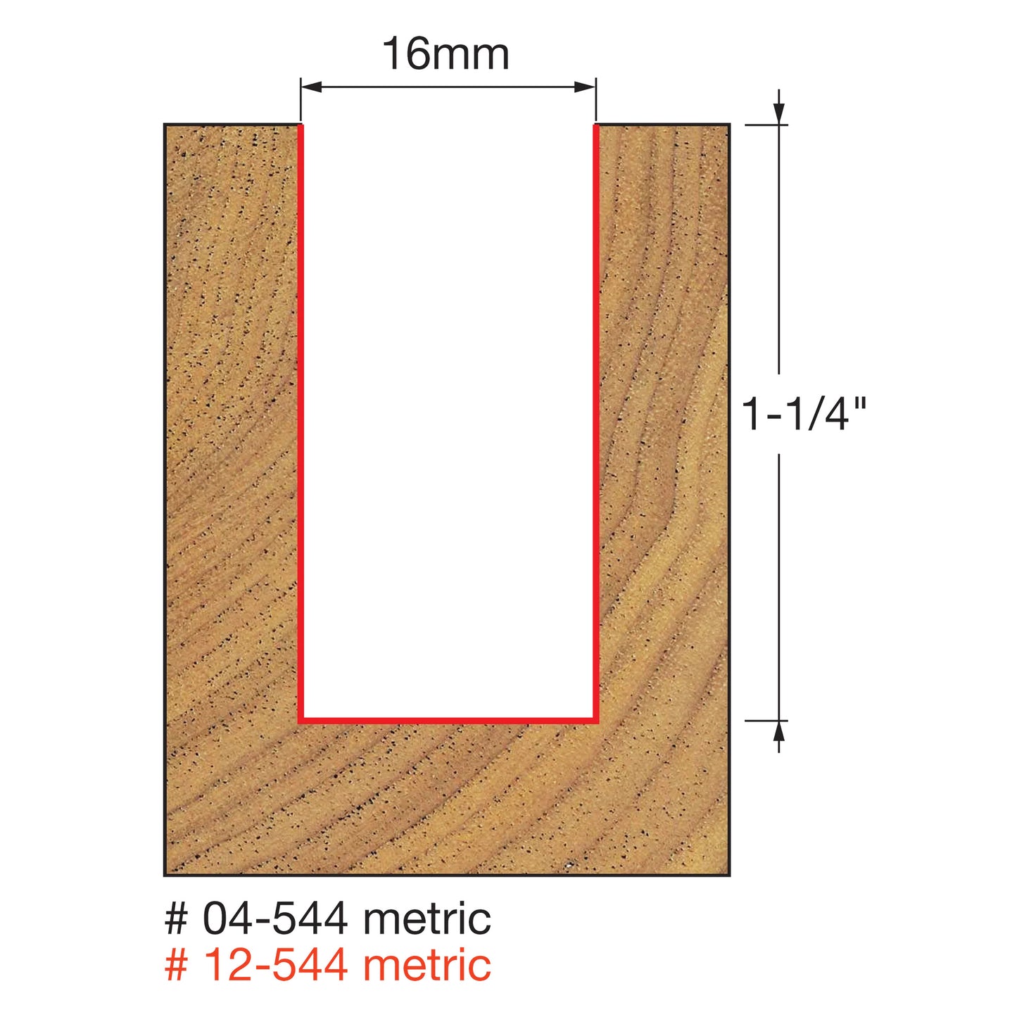 Freud, 12-544 16mm Double Flute Metric Straight Router Bit 1/2'' Shank