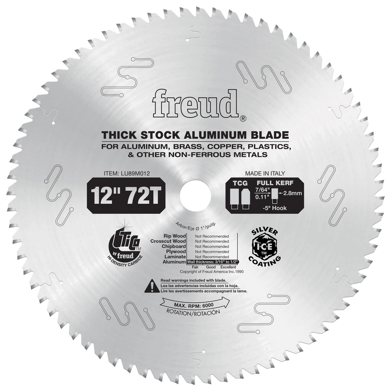 Freud, LU89M012 12'' x 86-Tooth Industrial HD Thick Nonferrous Metals Blade 1'' Arbor