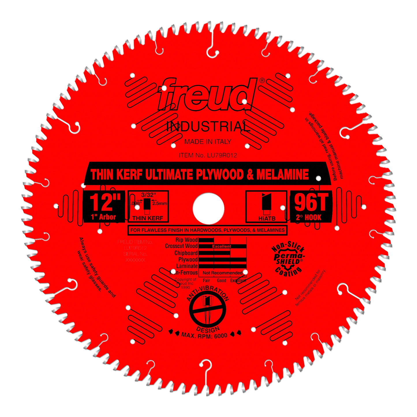 Freud, LU79R012 12'' Thin Kerf Ultimate Plywood and Melamine Saw Blade