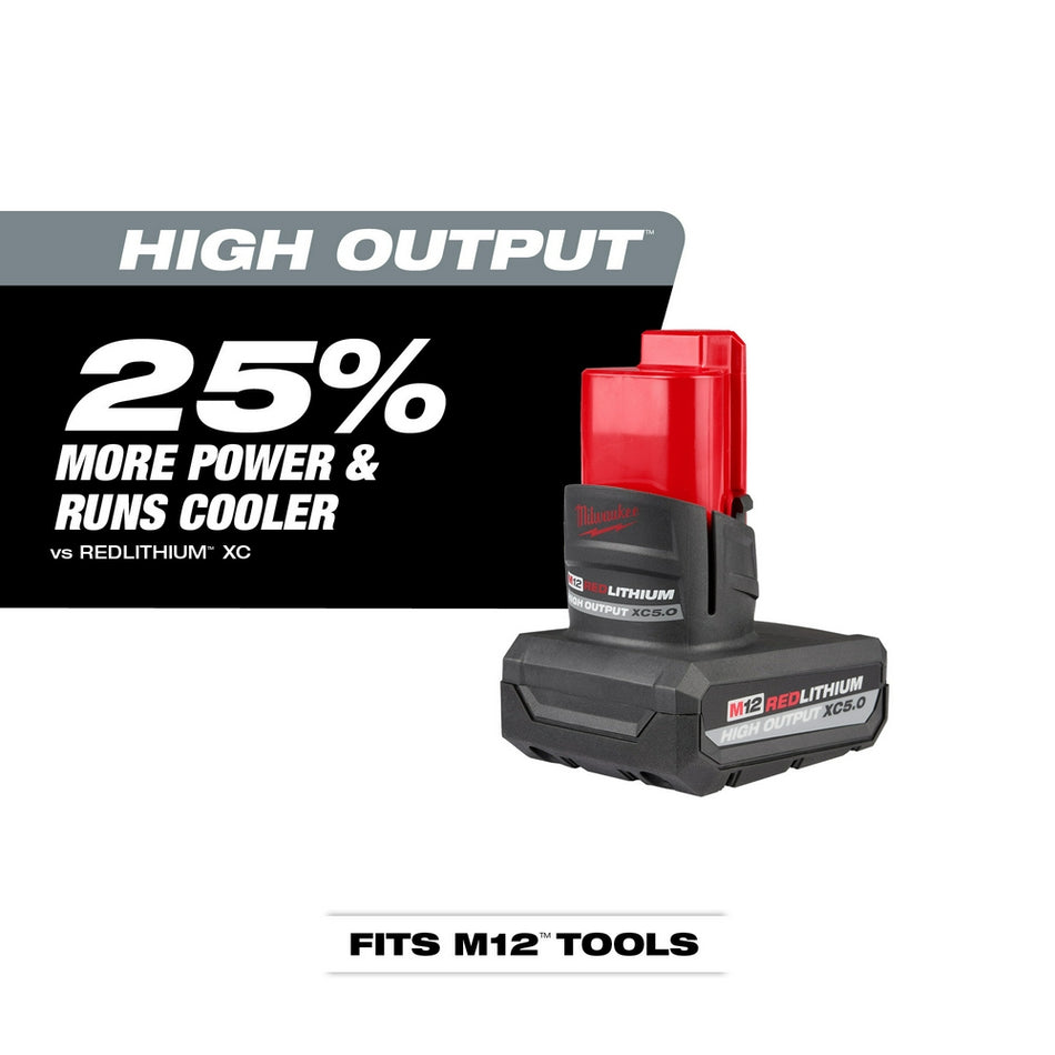 Milwaukee, 48-11-2450 M12 REDLITHIUM HIGH OUTPUT XC5.0 Battery Pack
