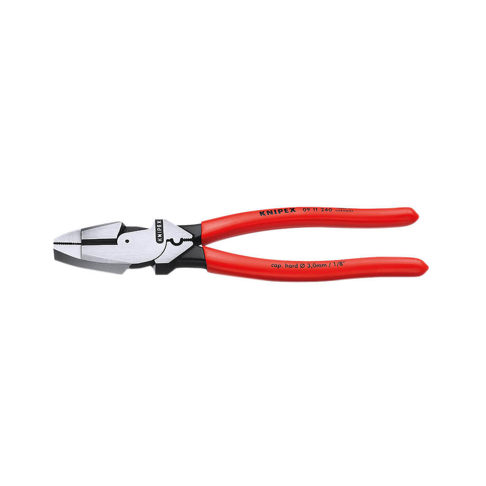Knipex 09 11 240 Pince de monteur de lignes à effet de levier ultra élevé de 9,5 pouces avec extracteur de ruban à poisson et pince à sertir