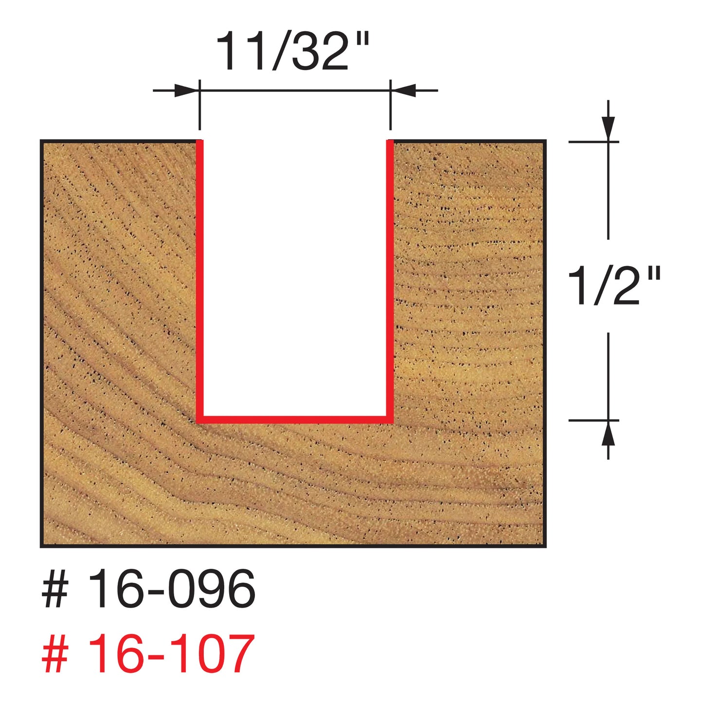 Freud, 16-107 11/32''  Downshear Plywood Mortising Router Bit 1/2'' Shank