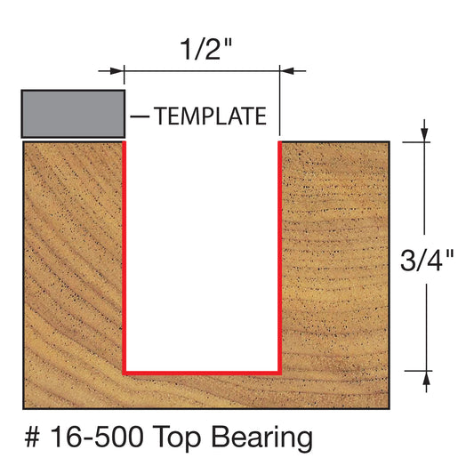 Freud, 16-500 Mèche à mortaiser à roulement supérieur 1/2'', tige 1/4'' 13052