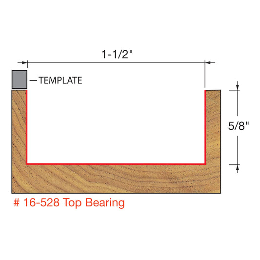 Freud, 16-528 Mèche à mortaiser à roulement supérieur 1-1/2'', tige 1/2'' 14785