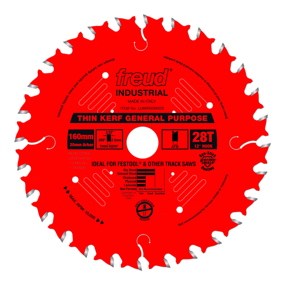 Freud LU86R006M20 160mm Thin Kerf General Purpose Blade fits Festool Saw fits Festool