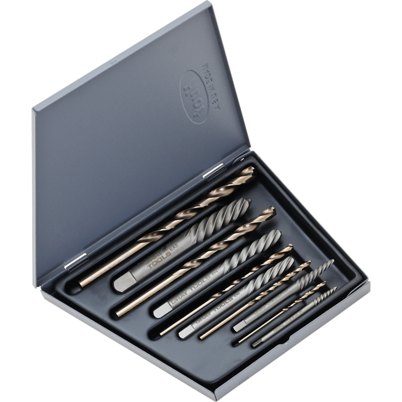 Gray Tools, SE1410 10-pc Combination Screw Extractor & Drill Set