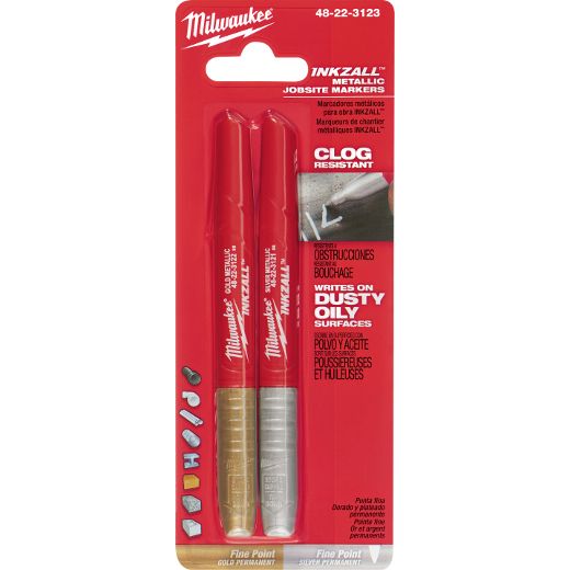 Milwaukee, 48-22-3123 INKZALL Fine Point Metallic Markers (Silver / Gold)