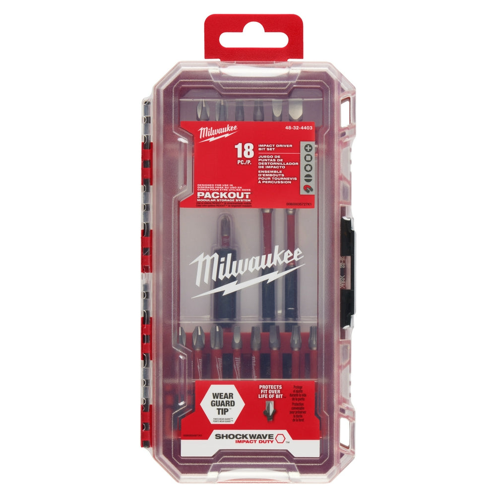 Milwaukee, 48-32-4403 Jeu d'embouts de tournevis SHOCKWAVE Impact Duty™ (18 pièces)