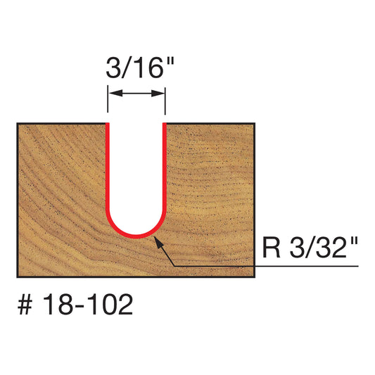 Freud, 18-102 3/16'' Round Nose Router Bit 1/4'' Shank