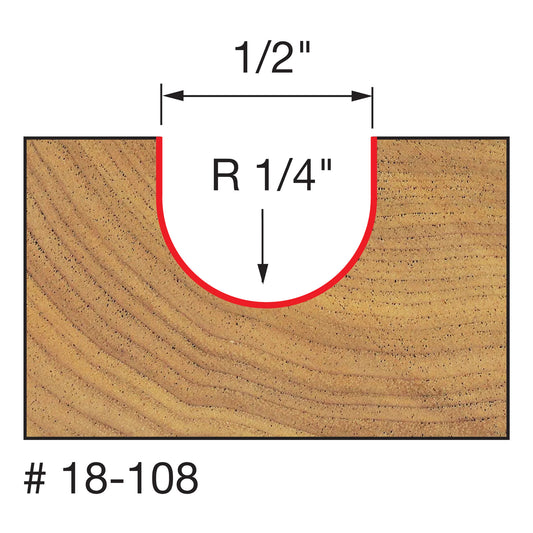 Freud, 18-108 1/2'' Round Nose Router Bit 1/4'' Shank 13722