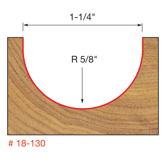 Freud, 18-130 1-1/4'' Round Nose Router Bit 1/2'' Shank