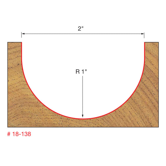 Freud, 18-138 2" Round Nose Router Bit 1/2" Shank