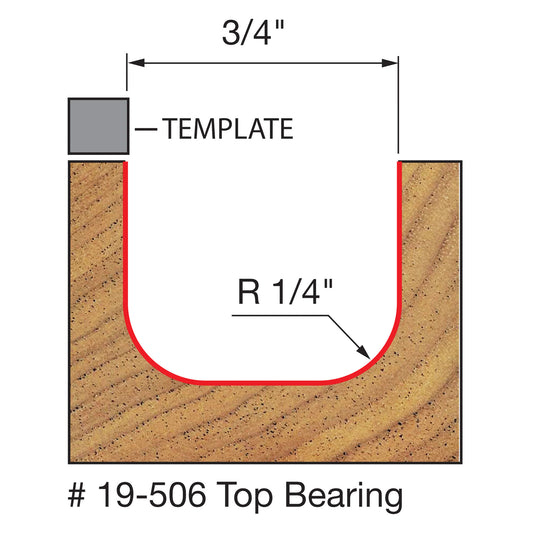 Freud, 19-506 1/4'' Radius Dish Craving Router Bit w/Top Bearing 1/4'' Shank