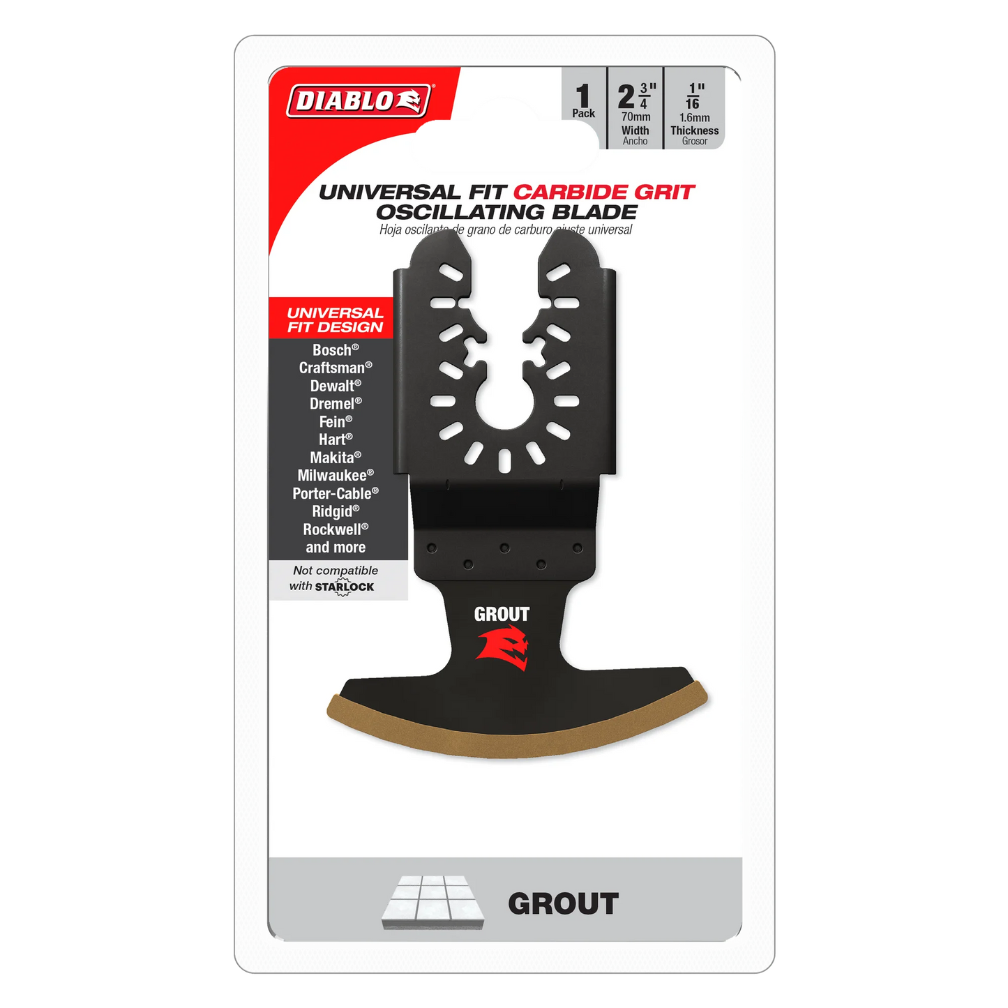 Diablo, DOU16CGX 2-3/4'' Carbide Grit Oscillating Blade for Grout