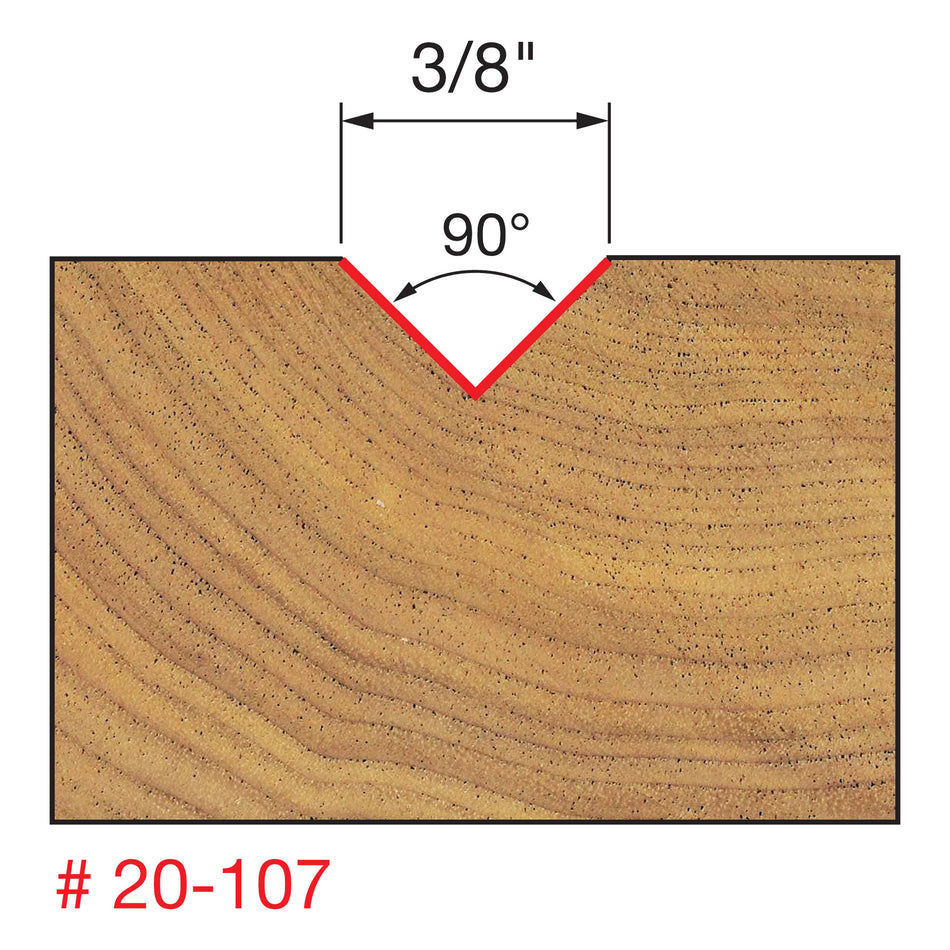 Freud, 20-107 3/8" 90º 'V' Grooving Router Bit 1/2" Shank