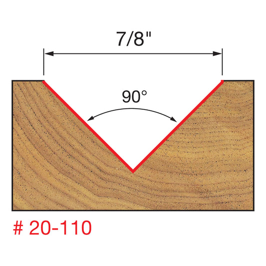 Freud, 20-110 7/8'' 90 Degree 'V' Grooving Router Bit 1/2'' Shank