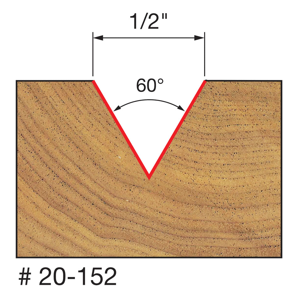 Freud, 20-152 1/2'' 60º 'V' Grooving Router Bit 1/4'' Shank