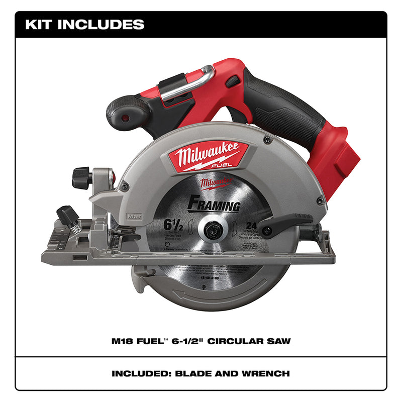 Milwaukee, 2730-20 M18 FUEL 18 Volt Lithium-Ion Brushless Cordless 6-1/2 in. Circular Saw (Tool Only) 012650090