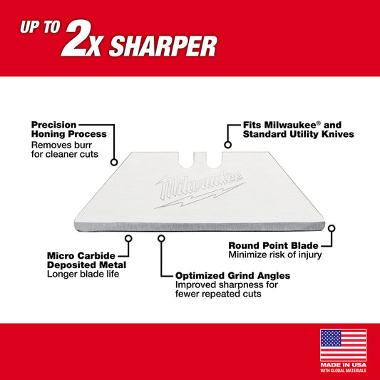 Milwaukee, 48-22-1954 Carton Utility Knife Blades with Dispenser - 50 Piece