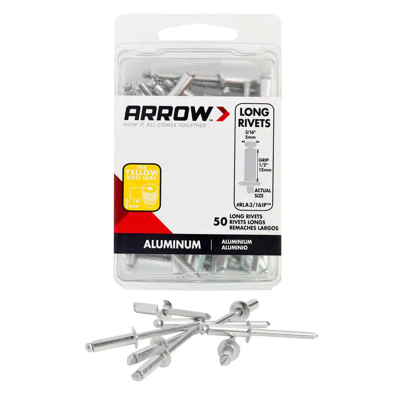 Arrow, RLA3/16IP 3/16'' Long Aluminum Rivets