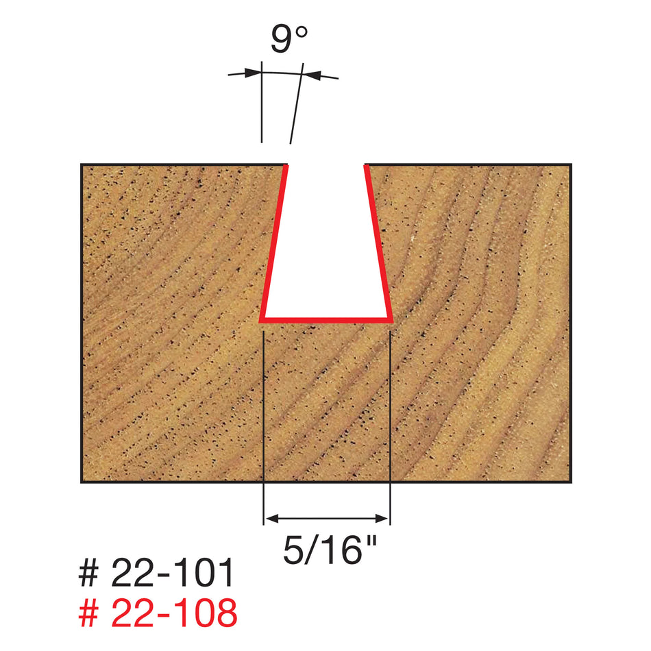Freud, 22-101 9º Dovetail Router Bit 1/4'' Shank