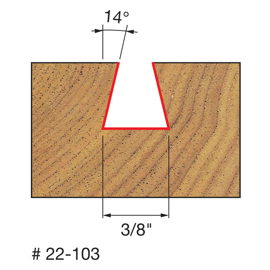 Freud, 22-103 14º Dovetail Router Bit 1/4" Shank