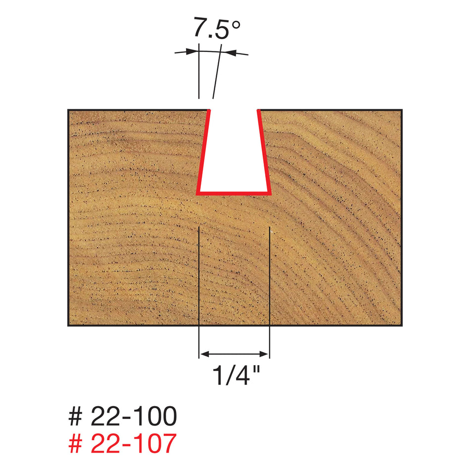 Freud, 22-107 7½º Degree Dovetail Router Bit 1/2'' Shank