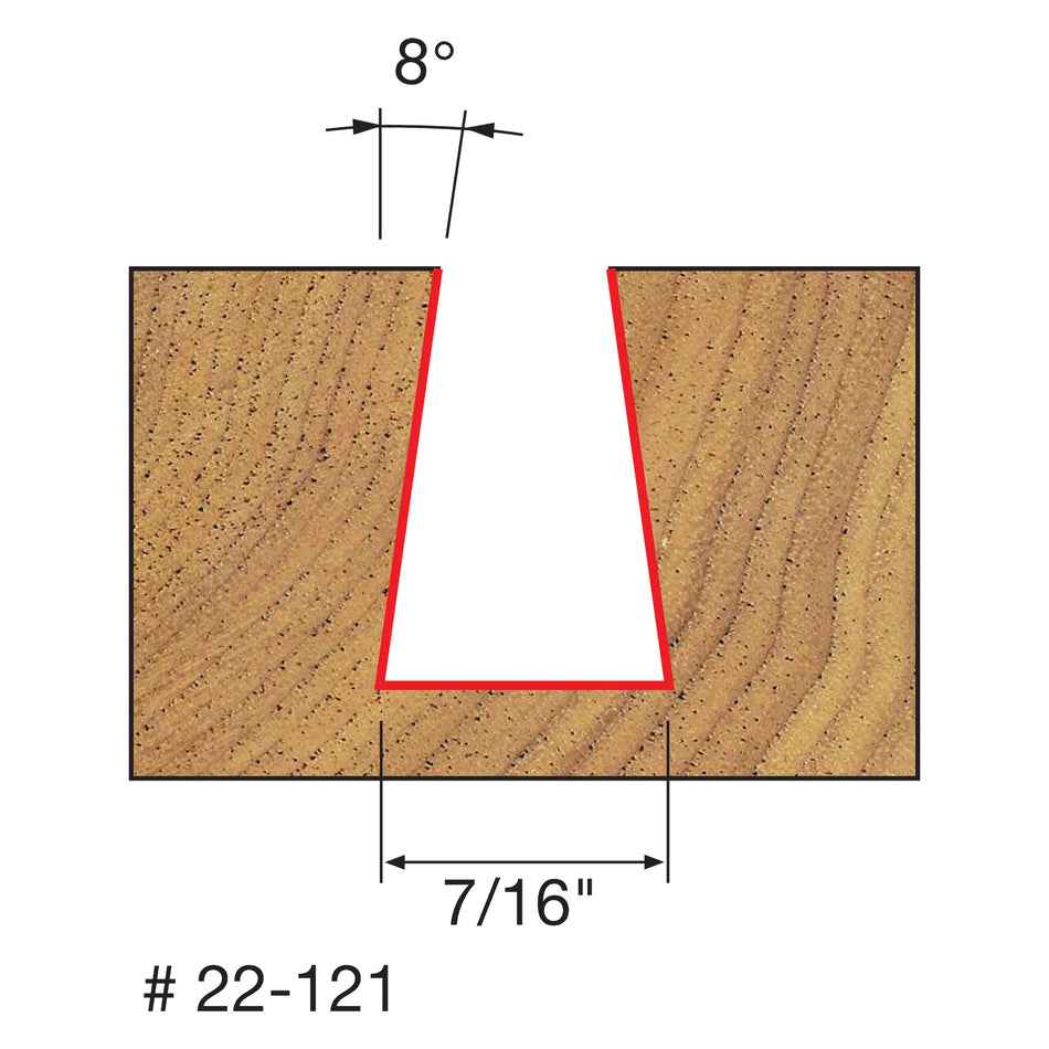 Freud, 22-121 8 deg Dovetail Router Bit 1/4'' Shank