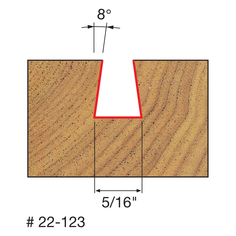 Freud, 22-123 8º Dovetail Router Bit 1/4'' Shank