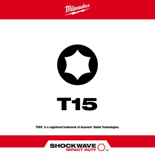 Milwaukee, 48-32-4483 SHOCKWAVE 2" Impact Torx T15 Power Bit