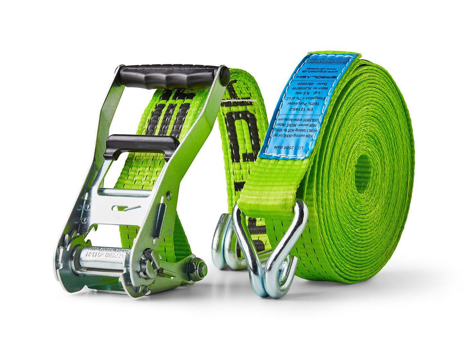 Sangle d'arrimage Ergo Lash Ratchet 50 mm Largeur 9 mètres de long Vert Fluorescent 23138