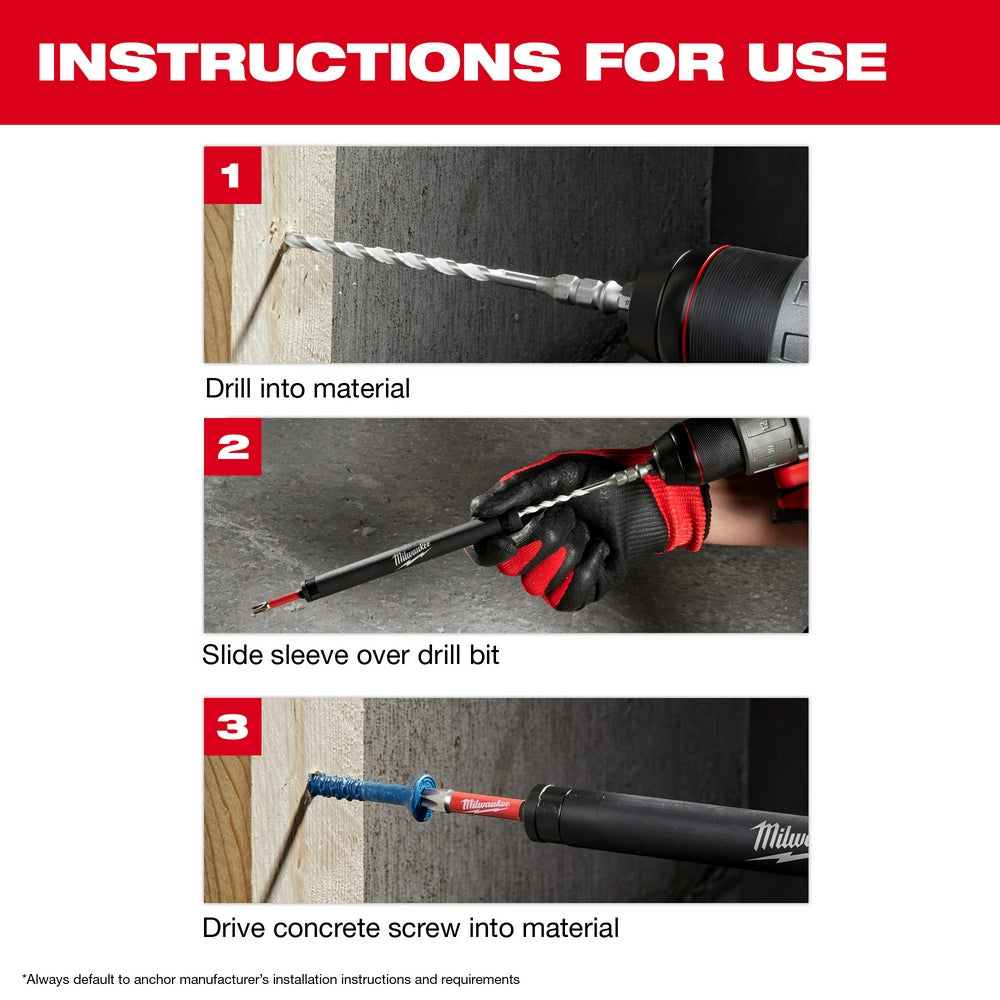Milwaukee, 48-20-9097 SHOCKWAVE Impact Duty Carbide Hammer Drill Bit Concrete Screw Install Kit - 7 Piece