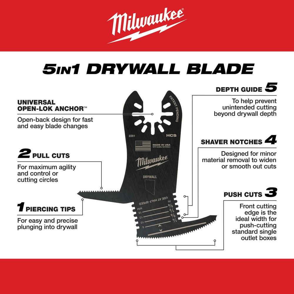 Milwaukee. 49-25-2281 OPEN-LOK 5-In-1 Drywall Blade