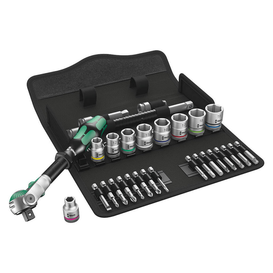 Wera Tools 3/8" Drive SAE Ratchet & Socket Set with Case - 29 Piece