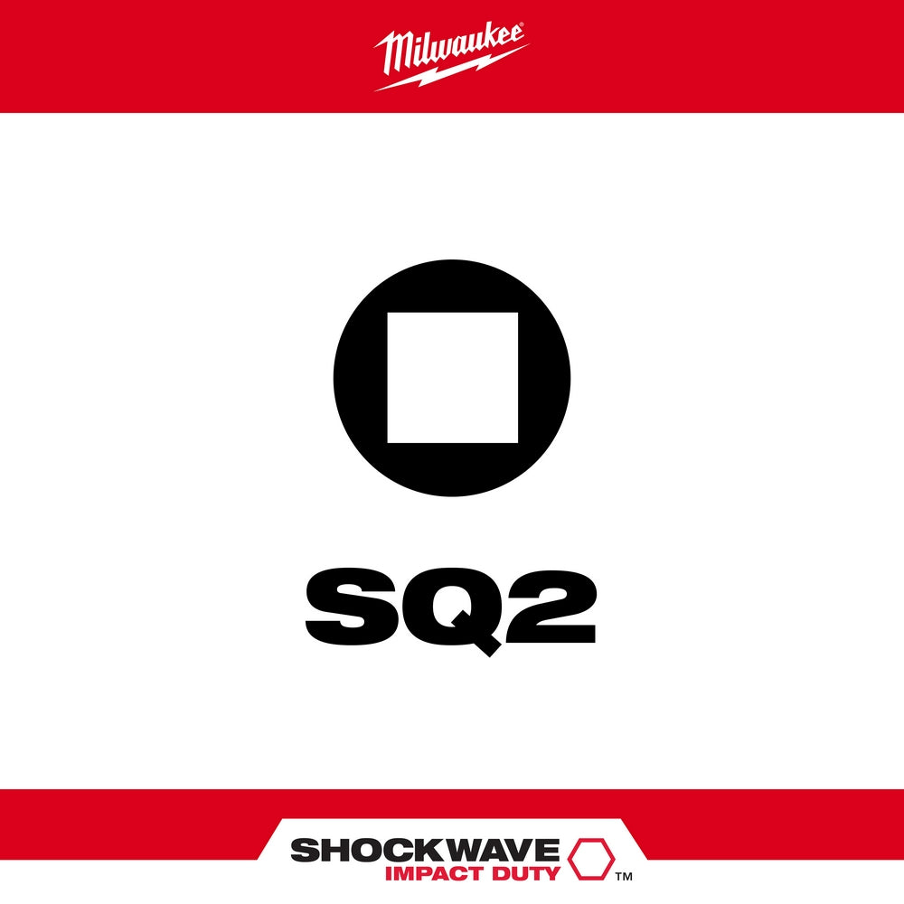 Milwaukee, 48-32-4606 SHOCKWAVE 2 in. Impact Square Recess #2 Power Bits