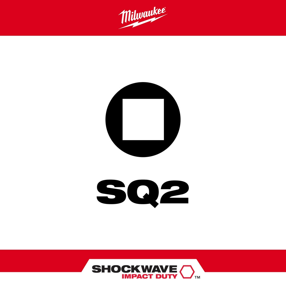 Milwaukee, 48-32-4606 SHOCKWAVE Embouts de puissance n° 2 à empreinte carrée à impact de 2 po