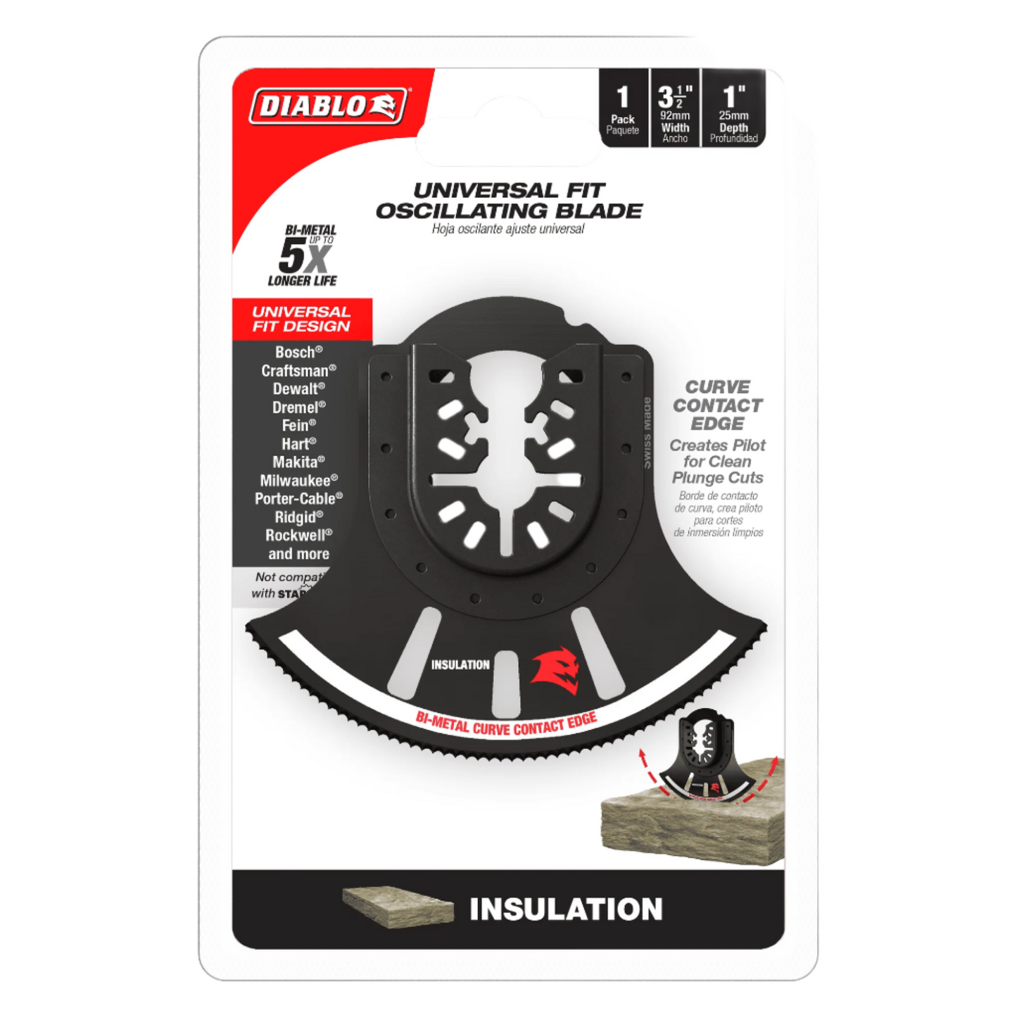Diablo, DOU350RI 3-1/2in Universal Fit Bi-Metal Oscillating Blade for Insulation