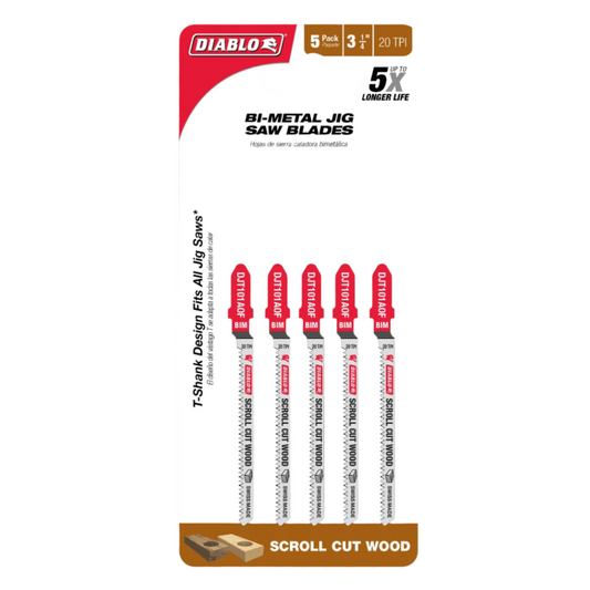Diablo, DJT101AO5 High Carbon Steel T-Shank Jig Saw Blades 5 Pk