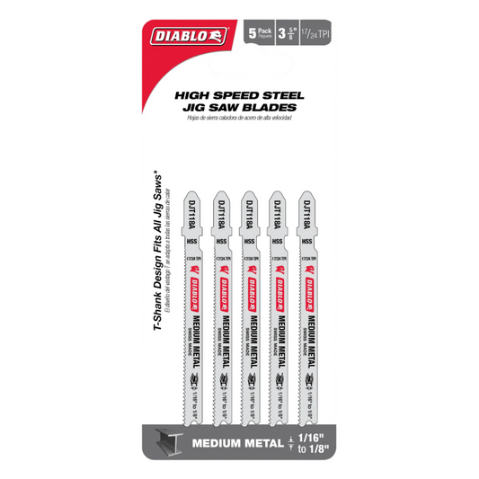 Diablo, DJT118A5 High Speed Steel T-Shank Jig Saw Blades 5Pk