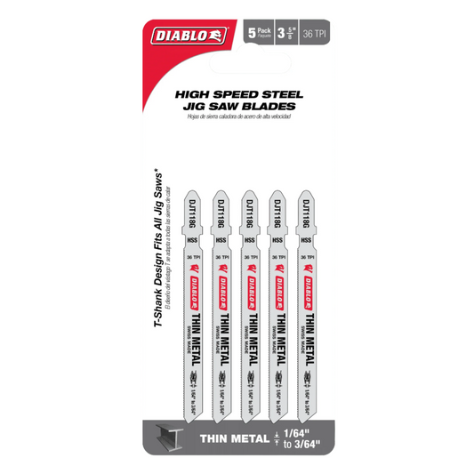 Diablo, DJT118G5 High Speed Steel T-Shank Jig Saw Blades 5 Pk