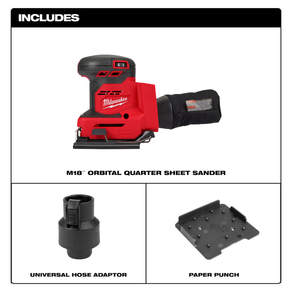 Milwaukee, 2649-20 M18 Orbital 1/4 Sheet Sander