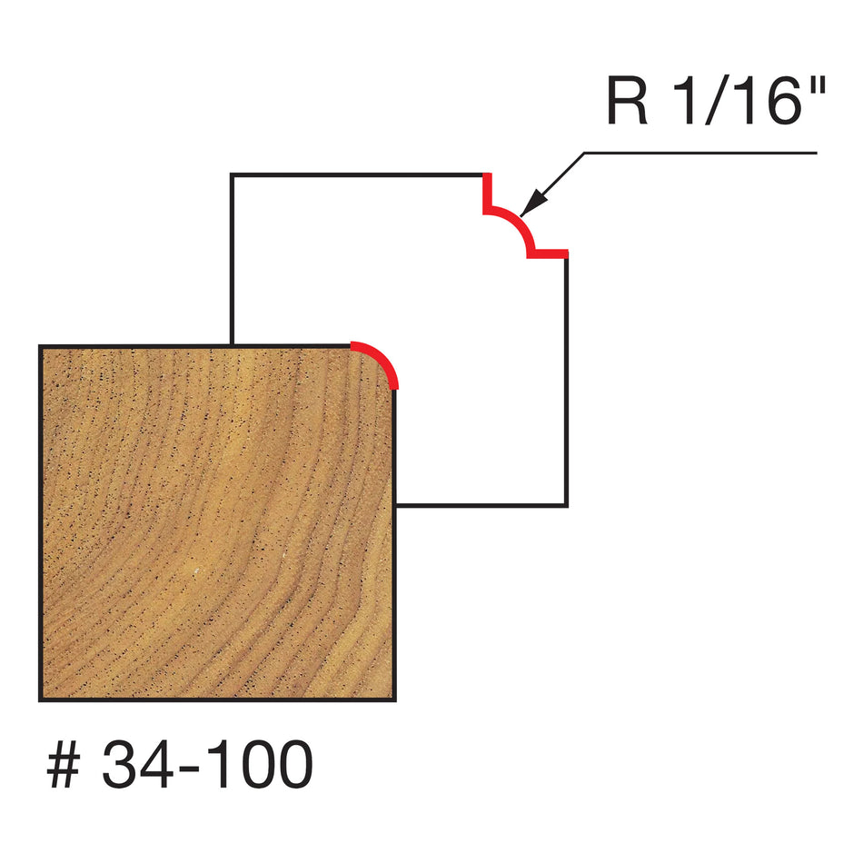Freud, 34-100 1/16'' Radius Round Over Rounding Router Bit 1/4'' Shank
