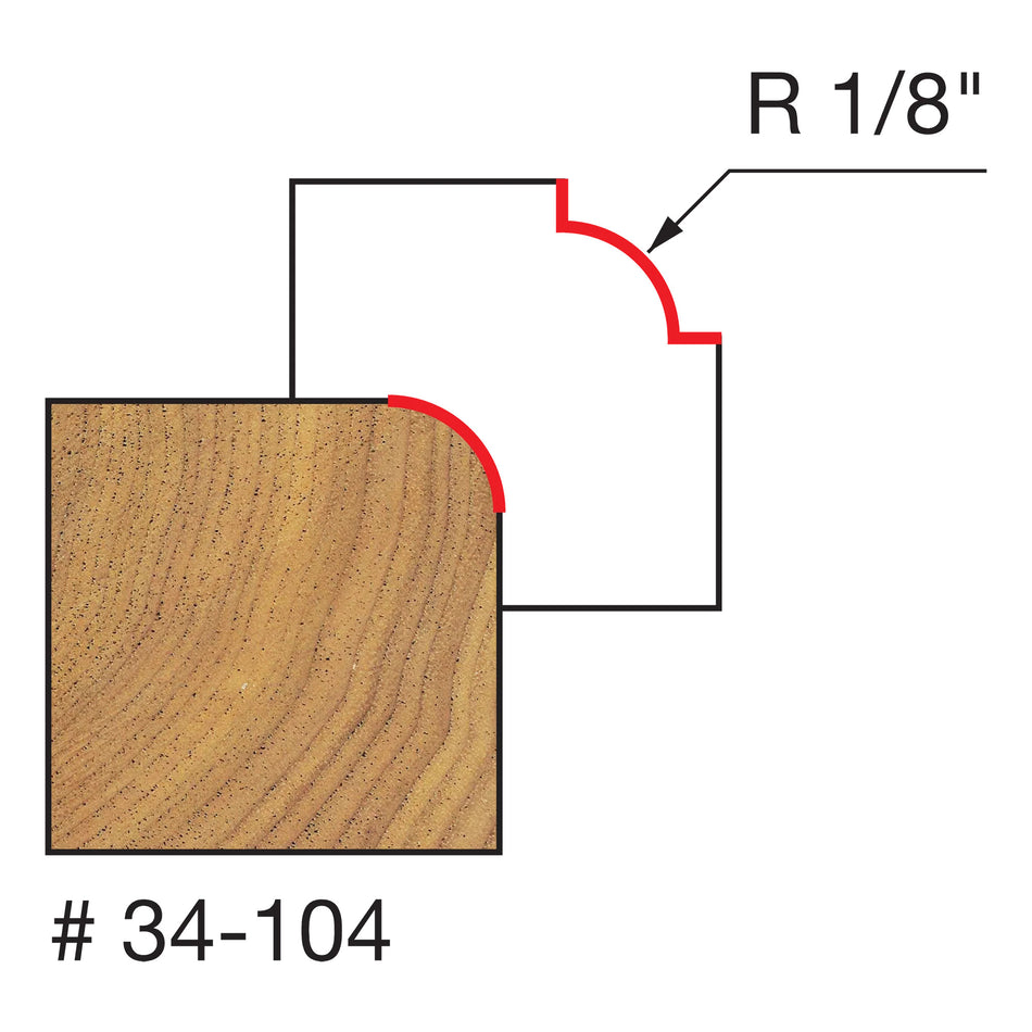 Freud, 34-104 1/8''  Radius Round Over Rounding Router Bit  1/4'' Shank